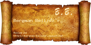 Bergman Belizár névjegykártya